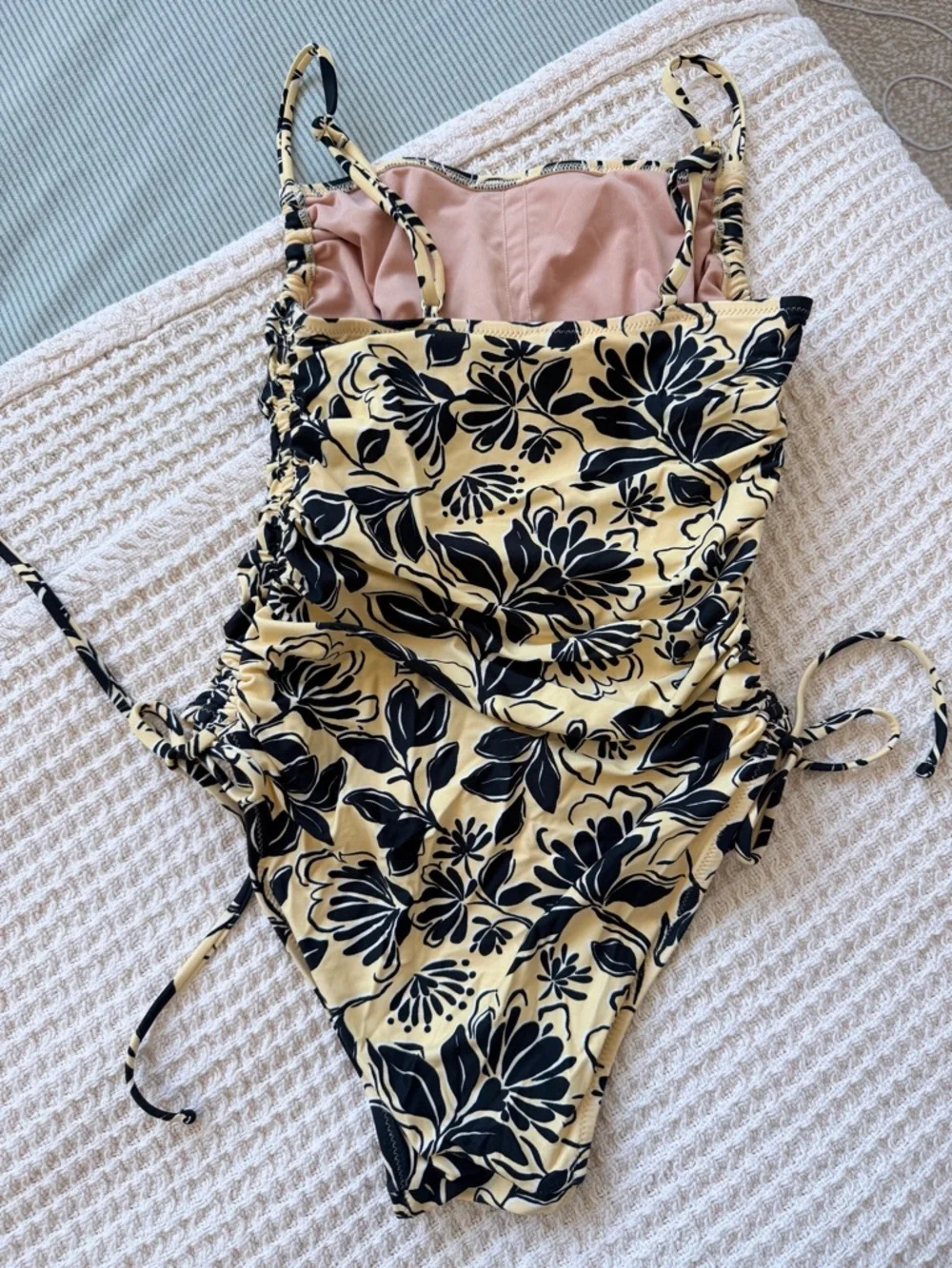 J. Crew Ruched one-piece swimsuit with side ties in sunny floral - Picture 4 of 7